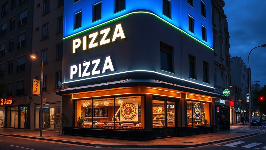 Iluminação de fachada para pizzaria: destaque seu negócio à noite