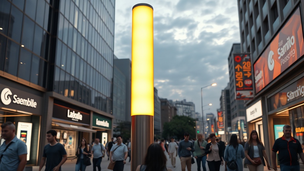 Os totens iluminados e seu impacto visual