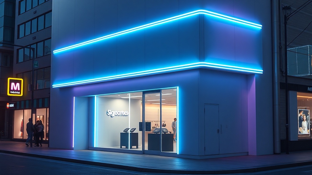 O design minimalista aliado ao neon nas fachadas comerciais